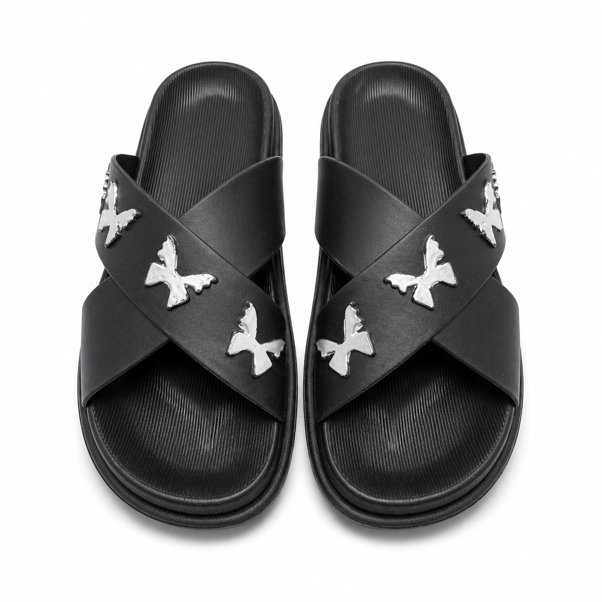 Women’s Cross Strap Quilted Slides – Premium Soft Sole Sandals|Ravi-010