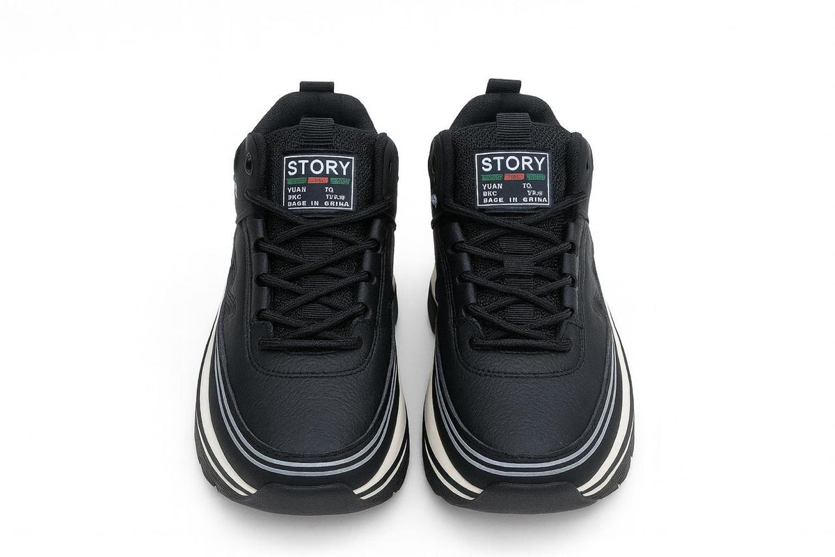 Men’s Black Sporty Sneakers – Lightweight & Comfortable Daily Wear Shoes| E-67