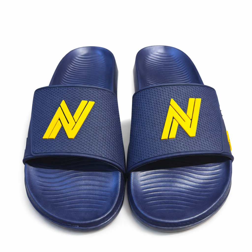Men’s Comfort Slide Slippers Grey & Blue Slides with Cushioned Footbed |NEXT-R27