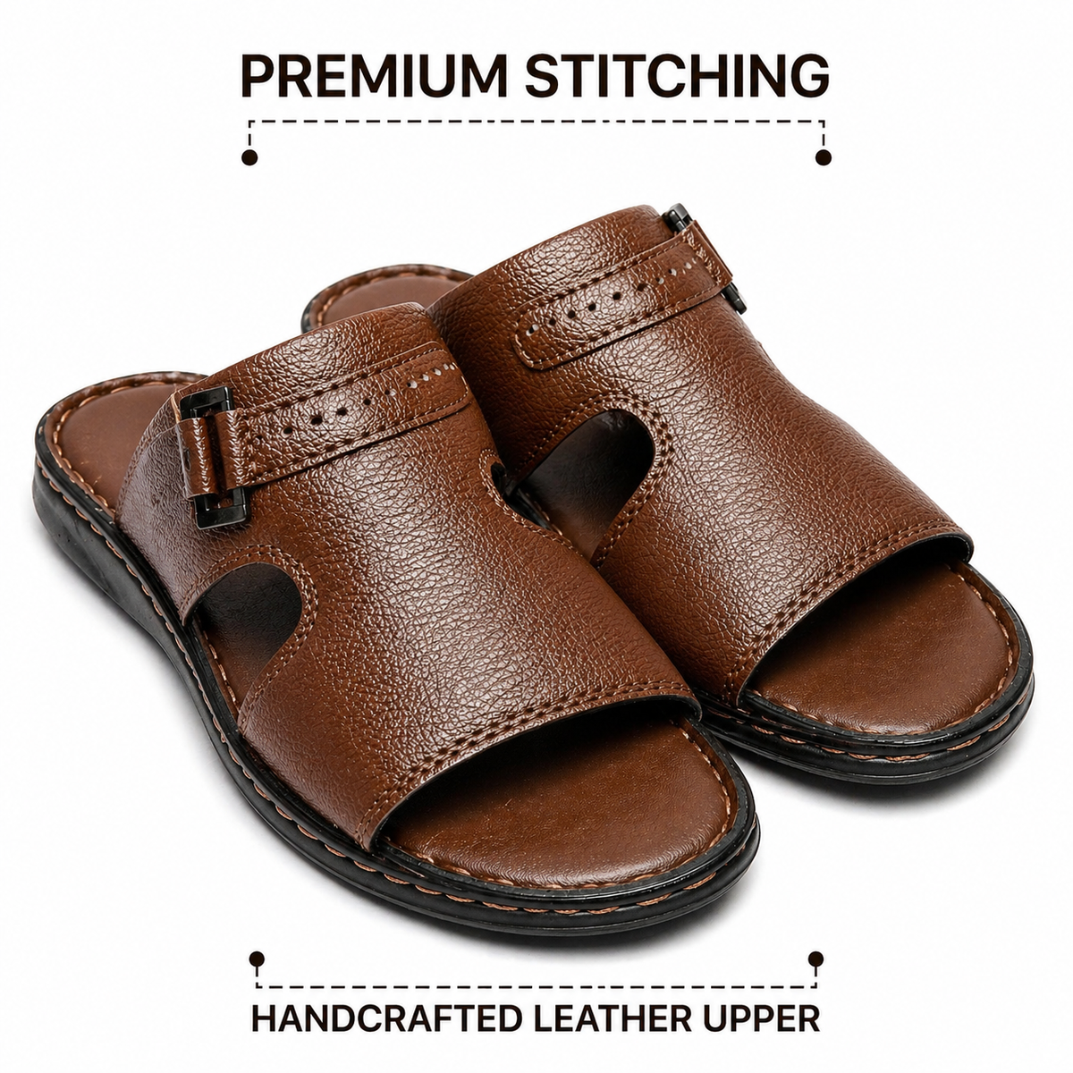 Men’s Premium Leather Sandals Cushioned Comfort & Durable Stitching|L-445