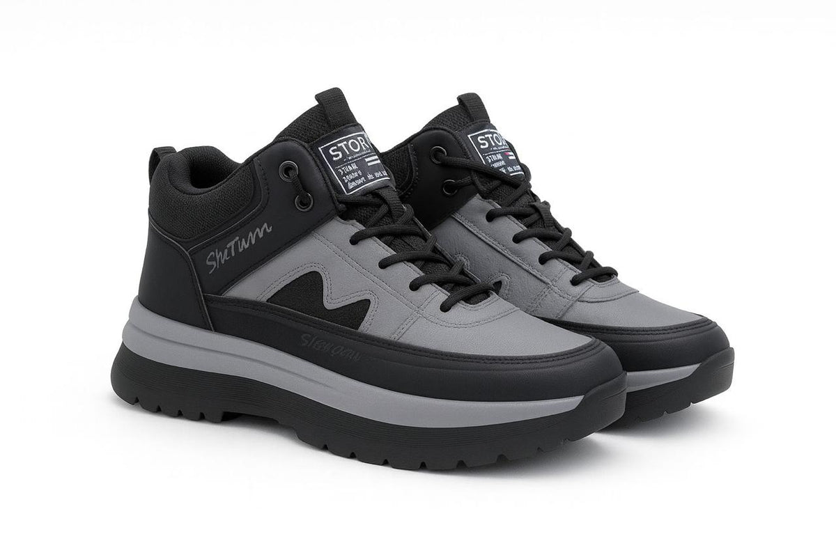 Men’s Black Sporty Sneakers – Lightweight & Comfortable Daily Wear Shoes| E-67