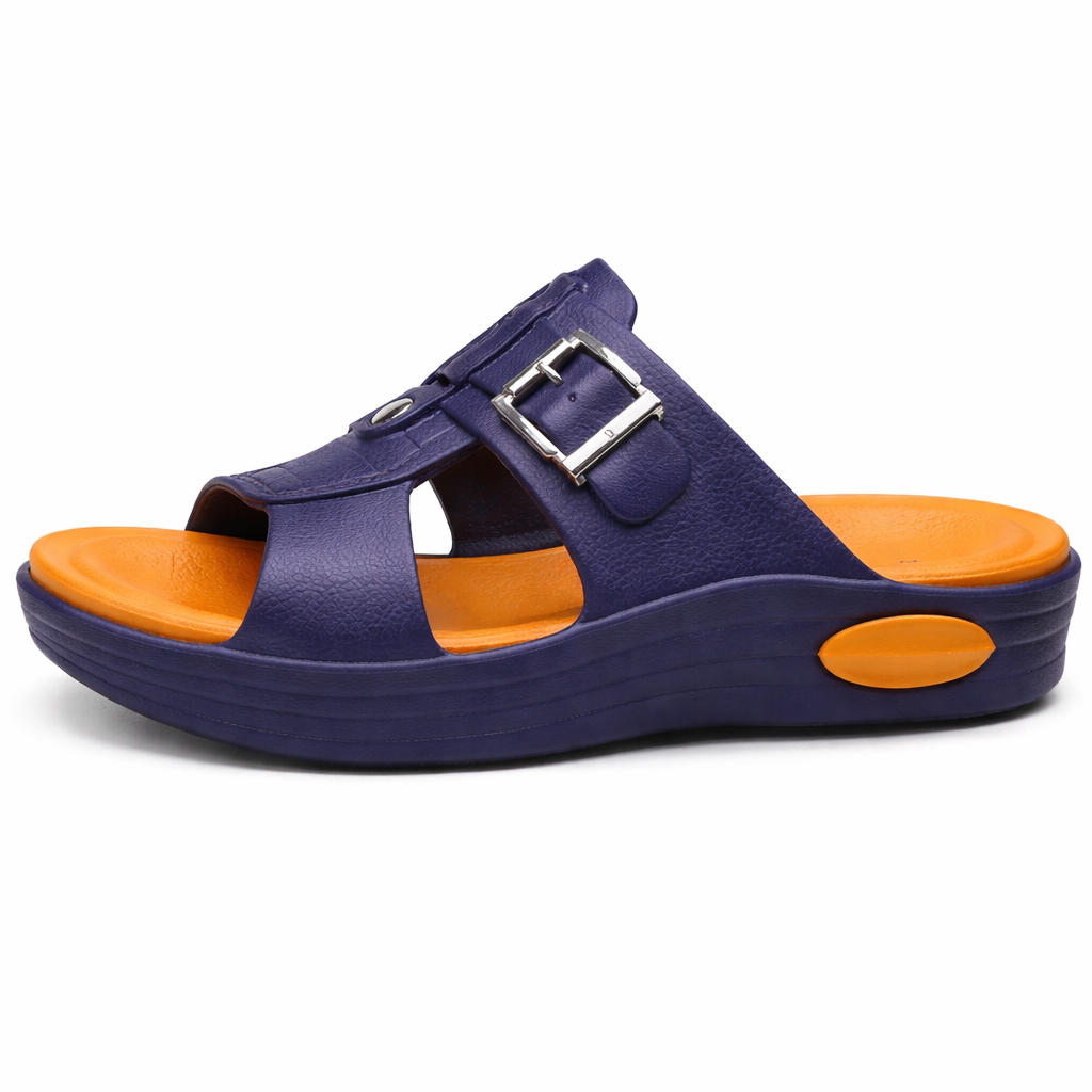 Premium EVR Dual-Buckle Comfort Slides with Cushioned Footbed|ZEE-5033