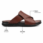 Men’s Premium Brown Leather Sandals – Cushioned Comfort & Durable Stitching|L-111