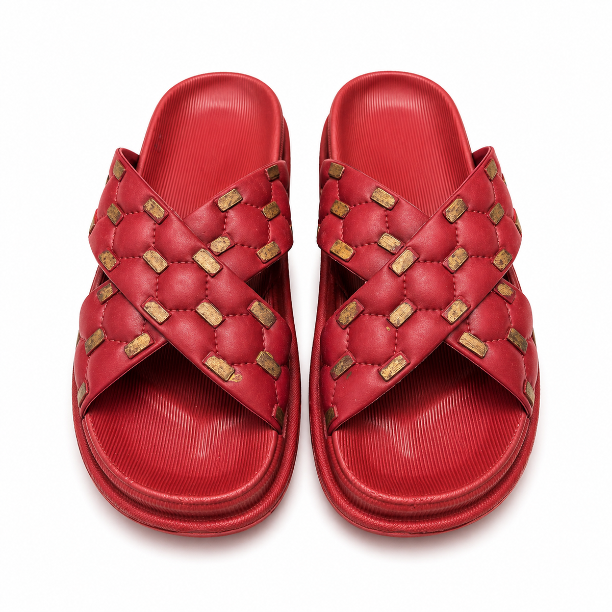 Women’s Cross Strap Quilted Slides – Premium Soft Sole Sandals|Ravi-011