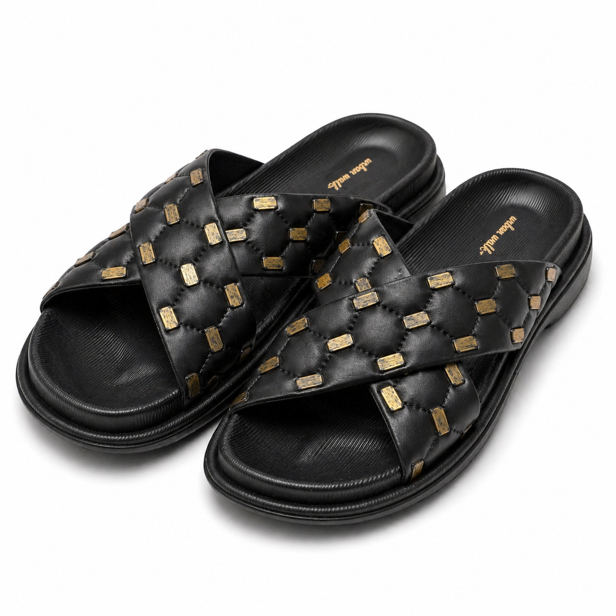 Women’s Cross Strap Quilted Slides – Premium Soft Sole Sandals|Ravi-011