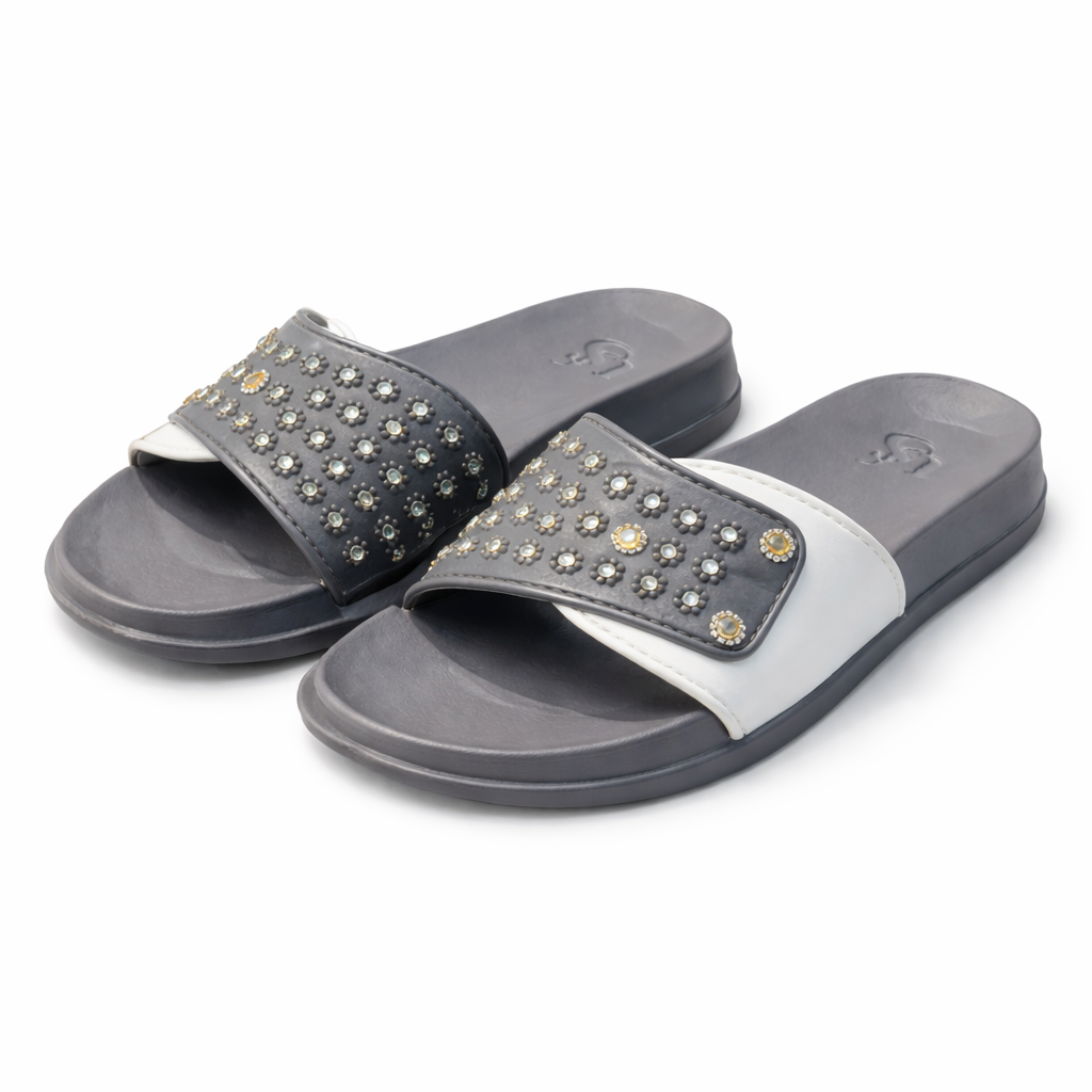 Sparkly Gemstone Comfort Slides for Daily Wear|JP-4040
