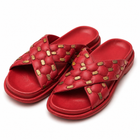 Women’s Cross Strap Quilted Slides – Premium Soft Sole Sandals|Ravi-011