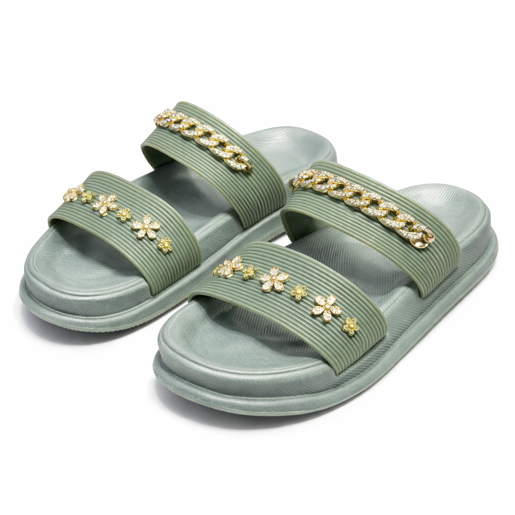 Urban Walk Women’s Luxury Chain Slide Slippers|Zee-251