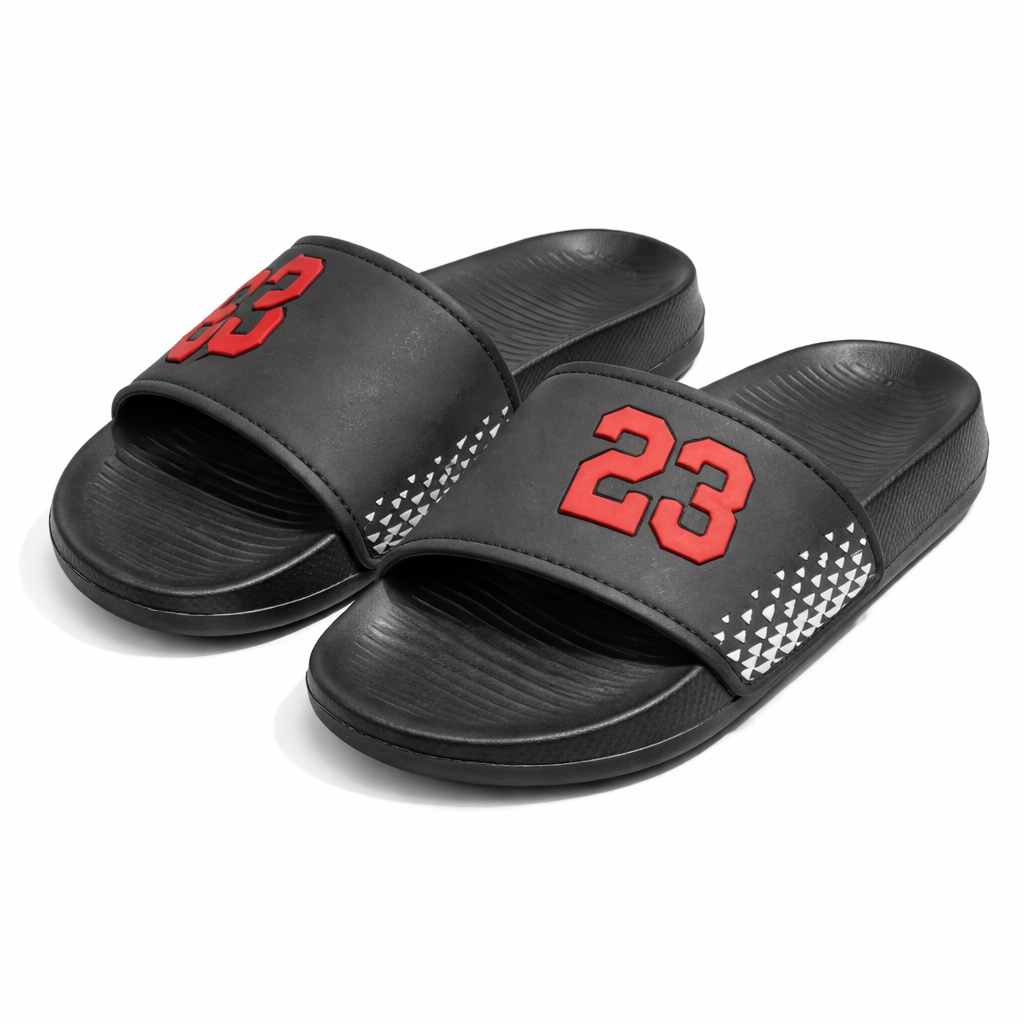 Men’s Black Slide Slipper with Red 23 Logo Comfortable EVR Slippers |Next-R39