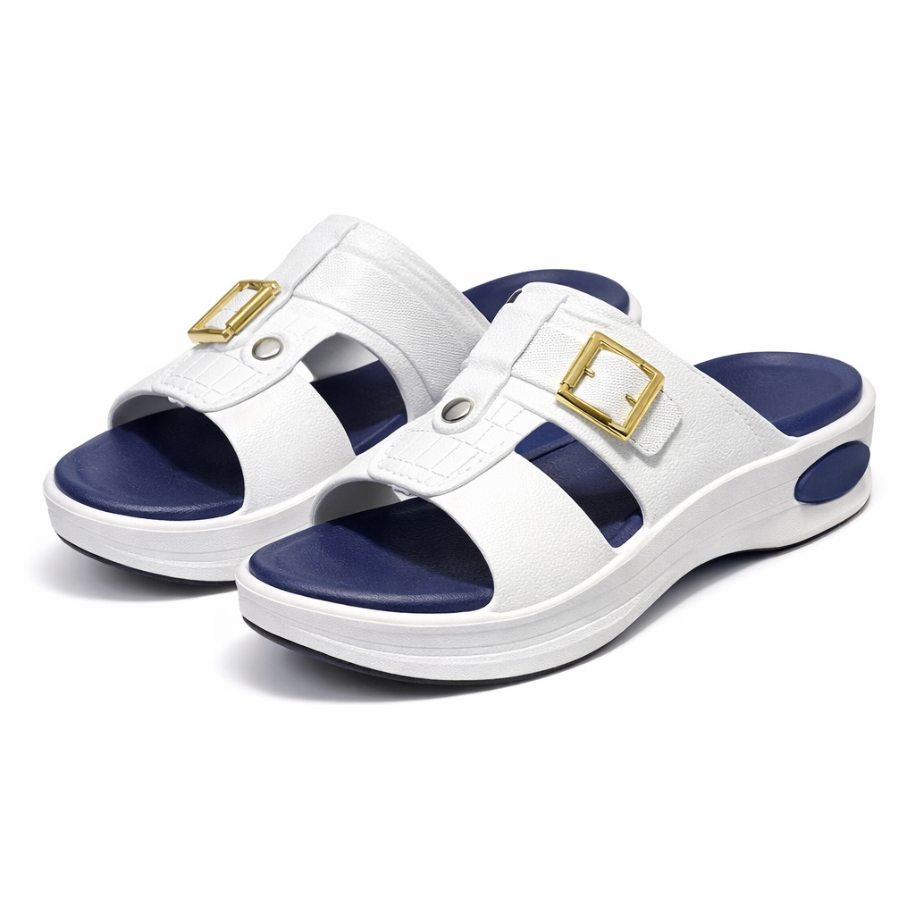 Premium EVR Dual-Buckle Comfort Slides with Cushioned Footbed|ZEE-5033