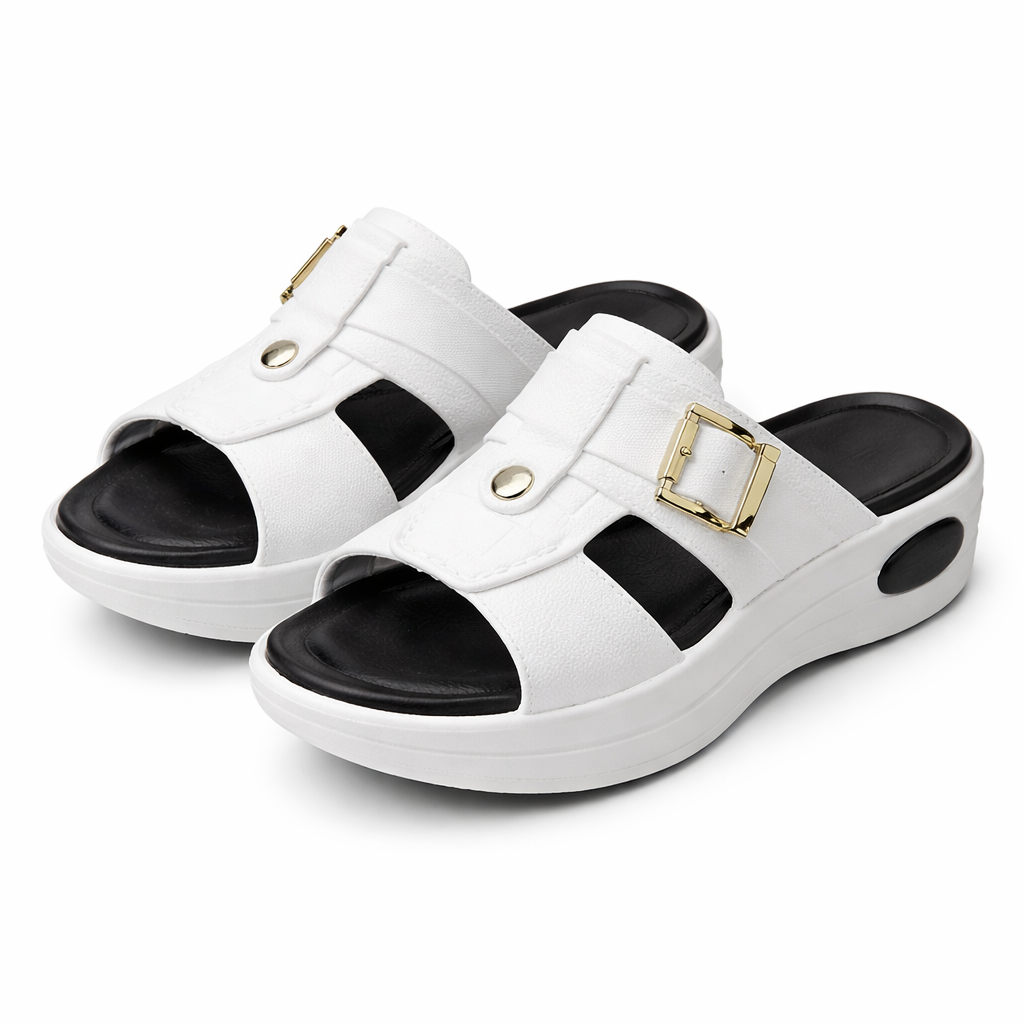 Premium EVR Dual-Buckle Comfort Slides with Cushioned Footbed|ZEE-5033