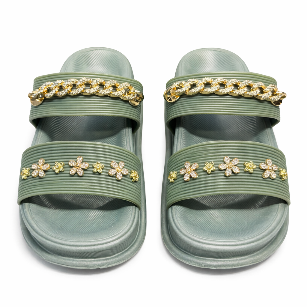 Urban Walk Women’s Luxury Chain Slide Slippers|Zee-251