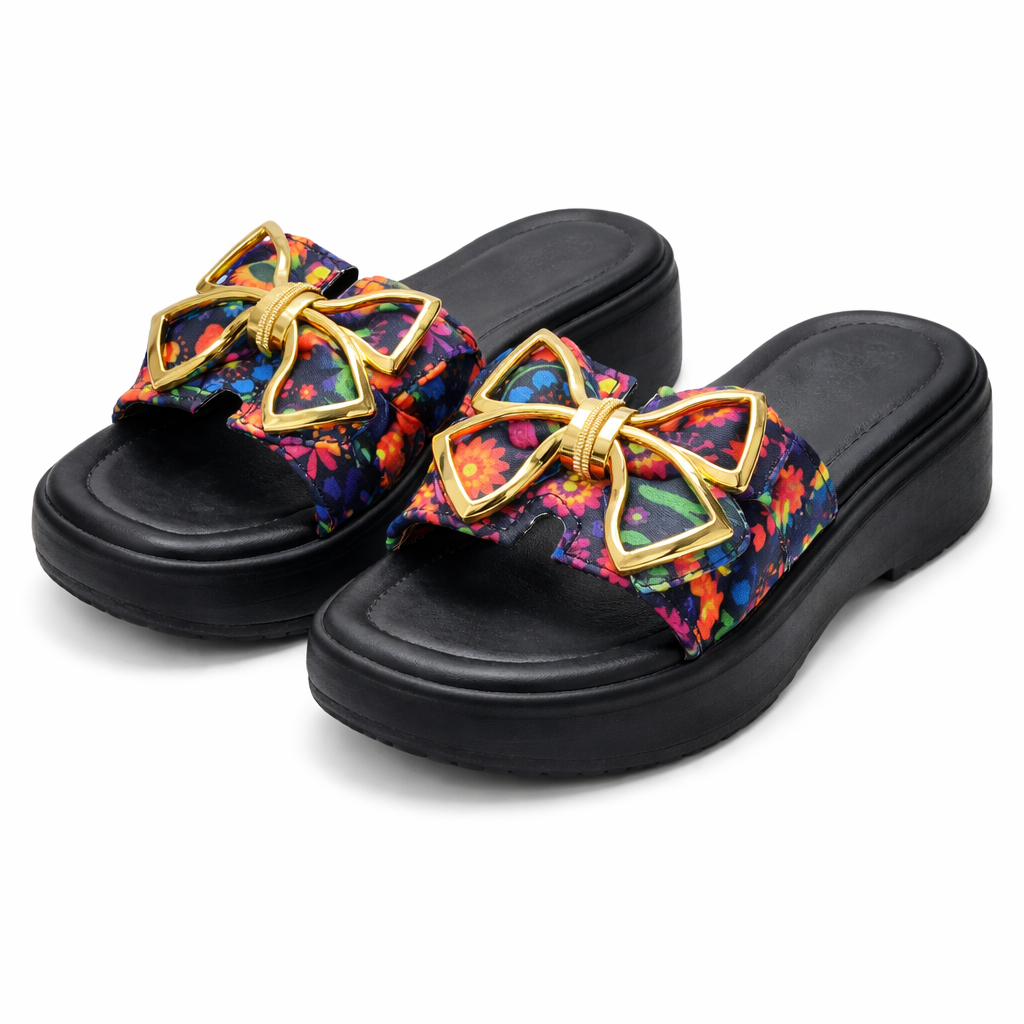 Urban Walk Women EVR Comfort Slippers Floral Bow Style| Zee-258