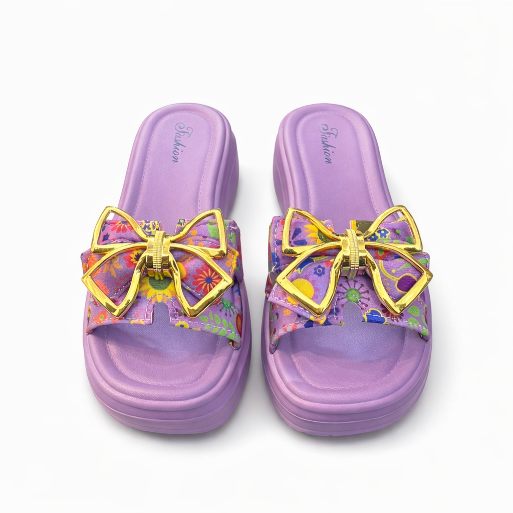 Urban Walk Women EVR Comfort Slippers Floral Bow Style| Zee-258