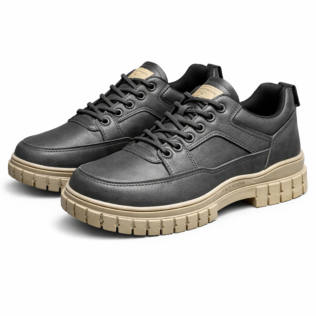 Men’s Premium Leather Casual Shoes with Chunky Sole – All-Day Comfort|H2
