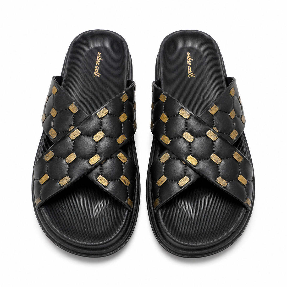 Women’s Cross Strap Quilted Slides – Premium Soft Sole Sandals|Ravi-011