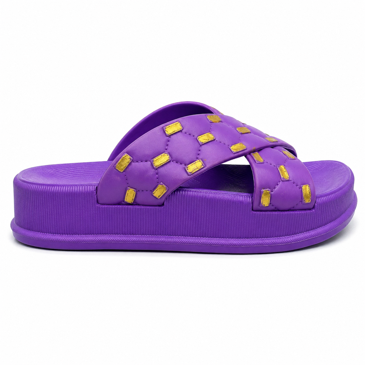 Women’s Cross Strap Quilted Slides – Premium Soft Sole Sandals|Ravi-011