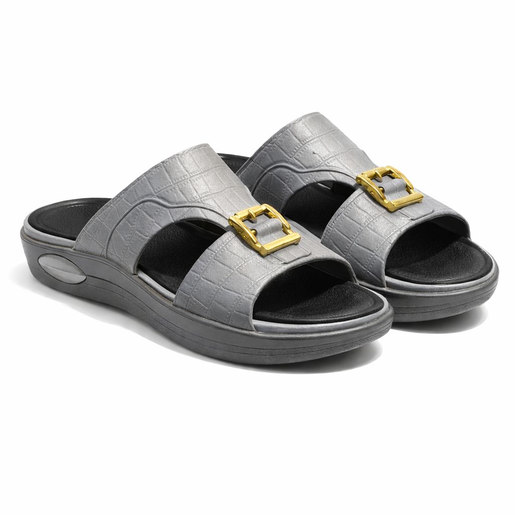 Arabic buckle slippers men Grey/Black