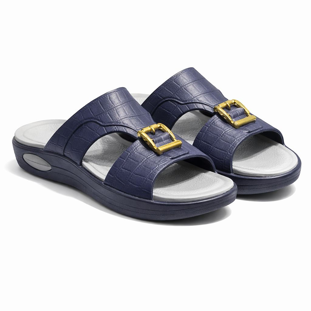 Arabic buckle slippers men Navy/Grey