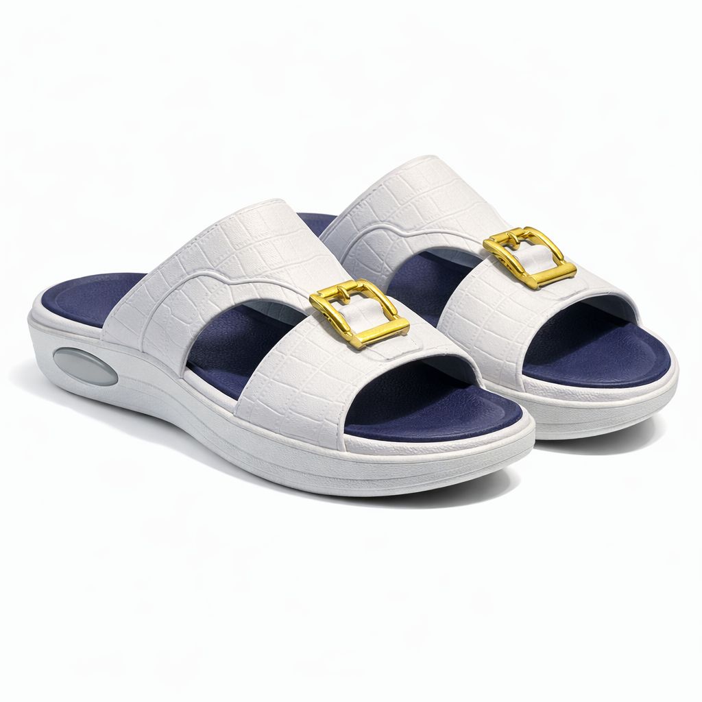 Arabic buckle slippers men White Blue