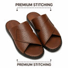 Men’s Premium Brown Leather Sandals – Cushioned Comfort & Durable Stitching|L-111