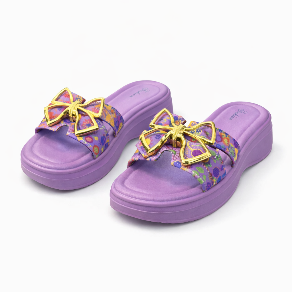 Urban Walk Women EVR Comfort Slippers Floral Bow Style| Zee-258