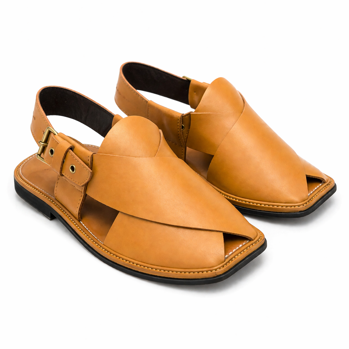 Urban Walk Premium Leather Peshawari Sandal Classic Tan|KC-56