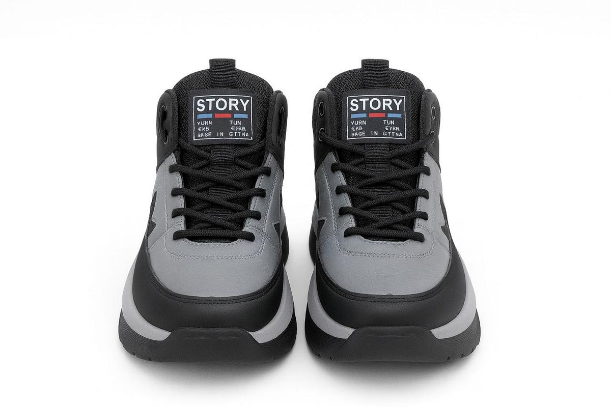 Men’s Black Sporty Sneakers – Lightweight & Comfortable Daily Wear Shoes| E-67
