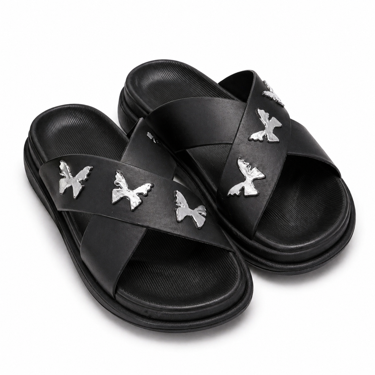 Women’s Cross Strap Quilted Slides – Premium Soft Sole Sandals|Ravi-010