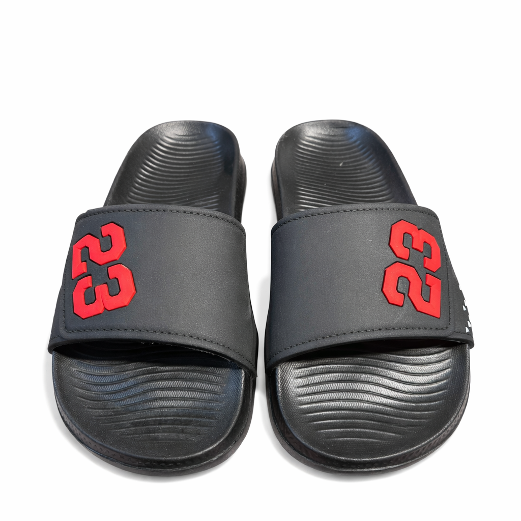 Men’s Black Slide Slipper with Red 23 Logo Comfortable EVR Slippers |Next-R39
