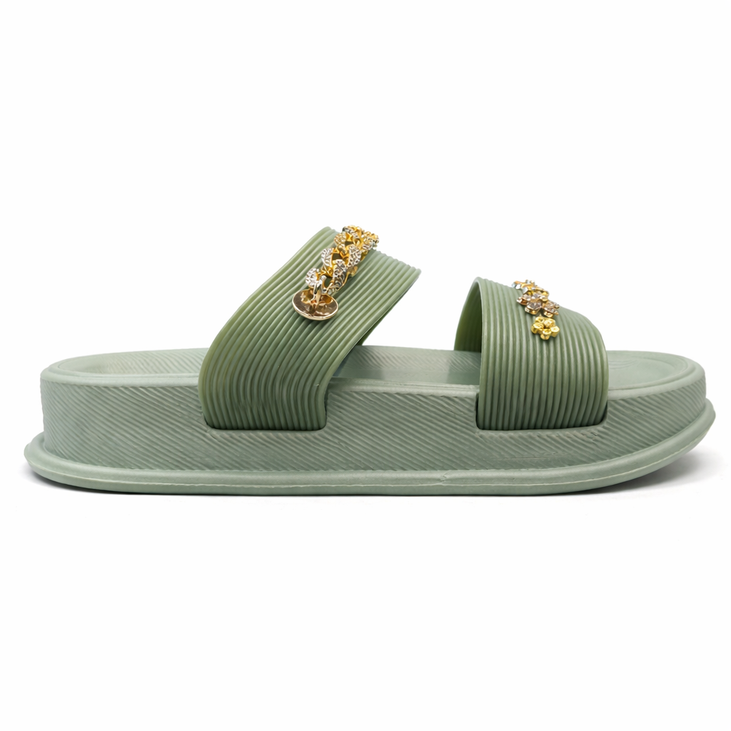 Urban Walk Women’s Luxury Chain Slide Slippers|Zee-251