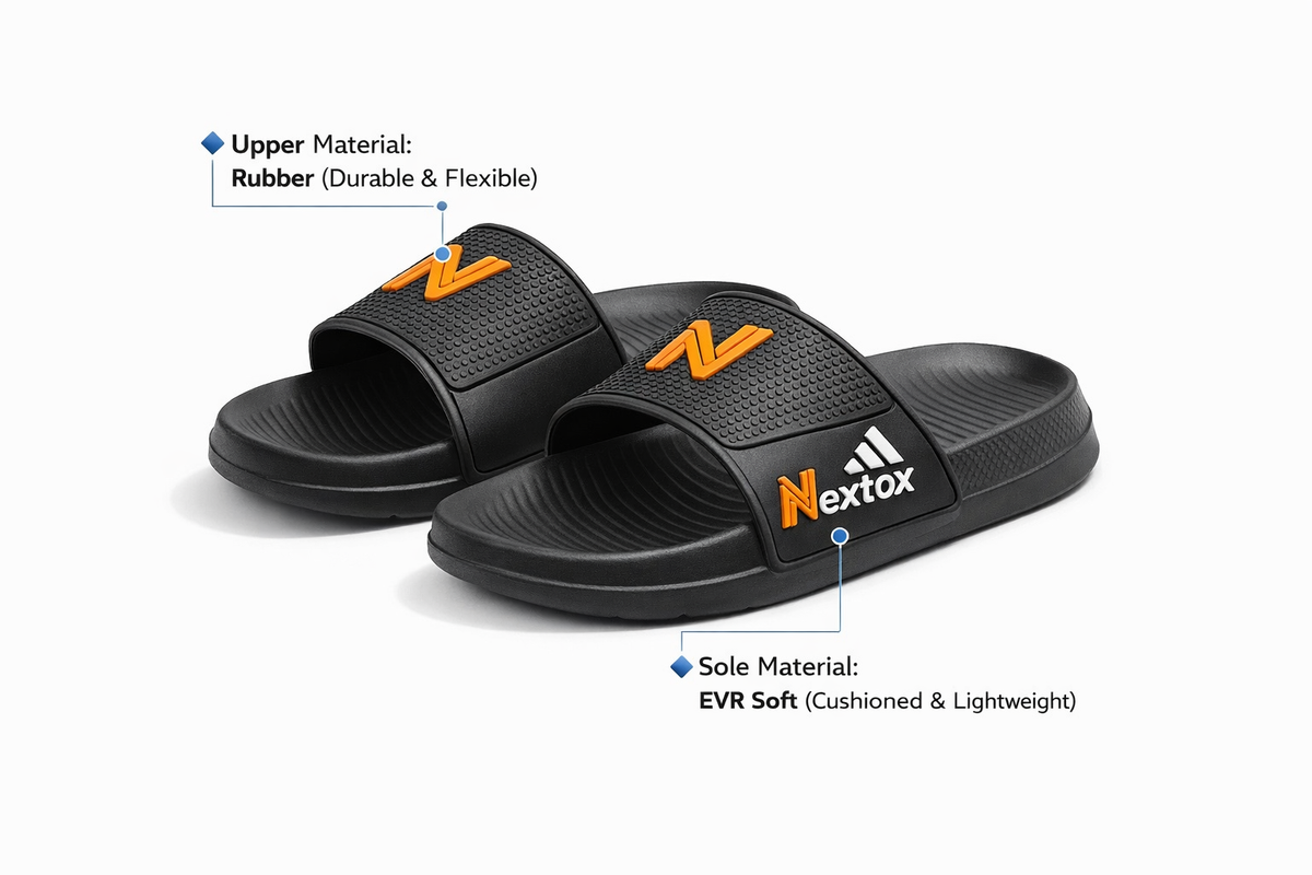 Men’s Comfort Slide Slippers Grey & Blue Slides with Cushioned Footbed |NEXT-R27