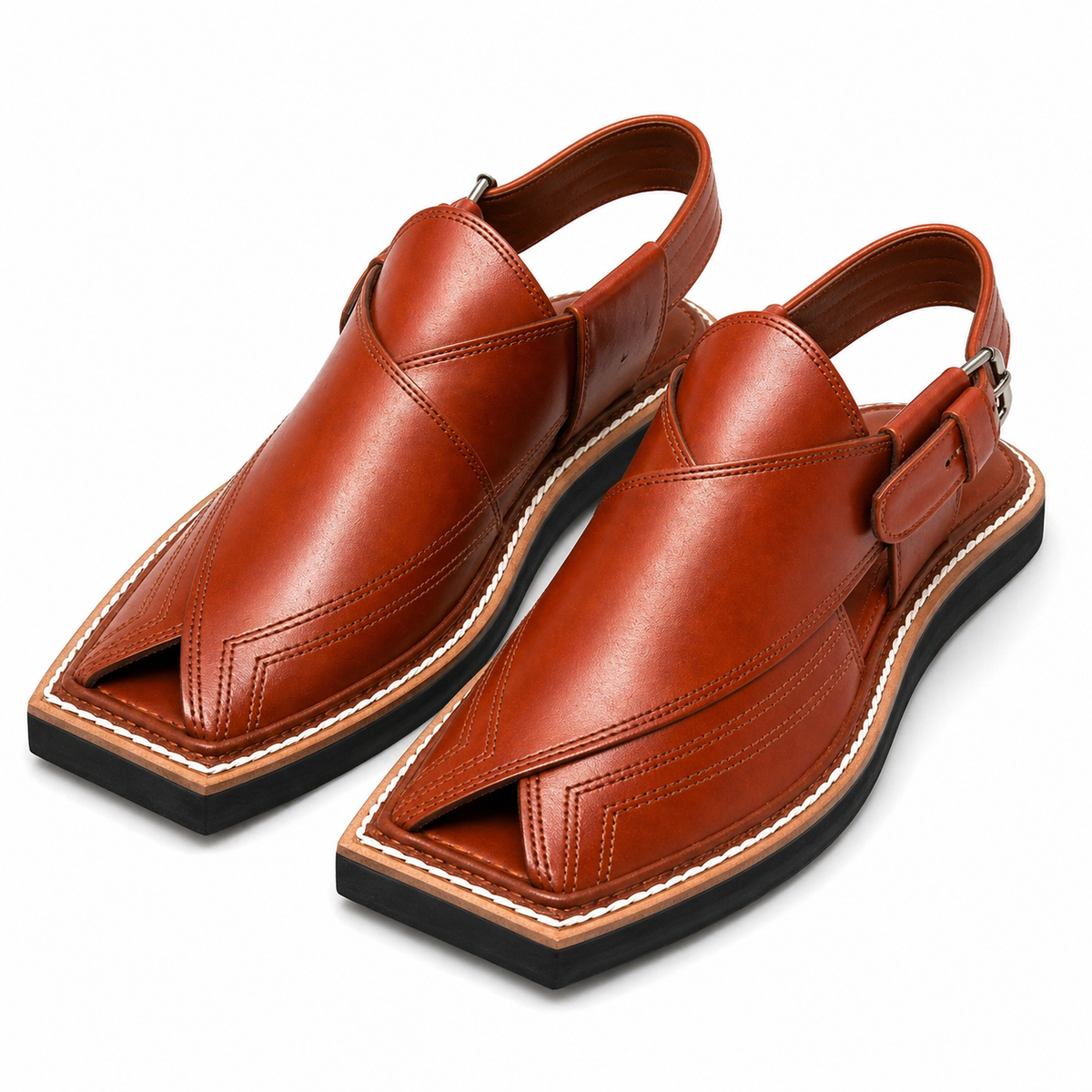 Premium Men’s Leather Peshawari Kaptan Chapal Imported Double Sole|KC-58