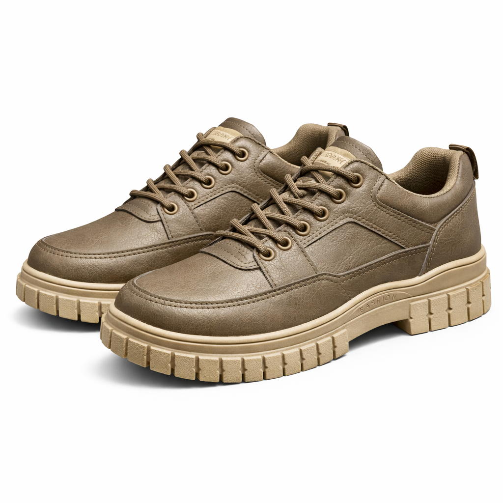 Men’s Premium Leather Casual Shoes with Chunky Sole – All-Day Comfort|H2