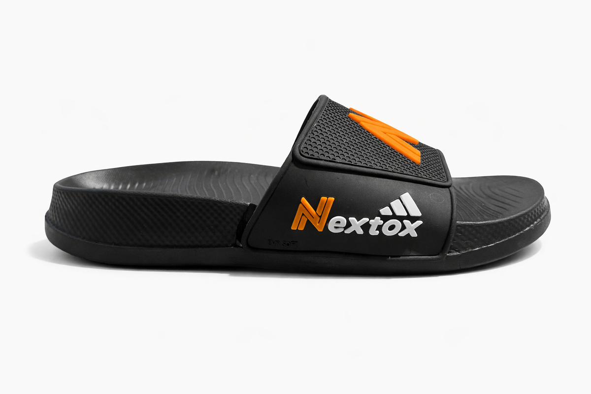 Men’s Comfort Slide Slippers Grey & Blue Slides with Cushioned Footbed |NEXT-R27