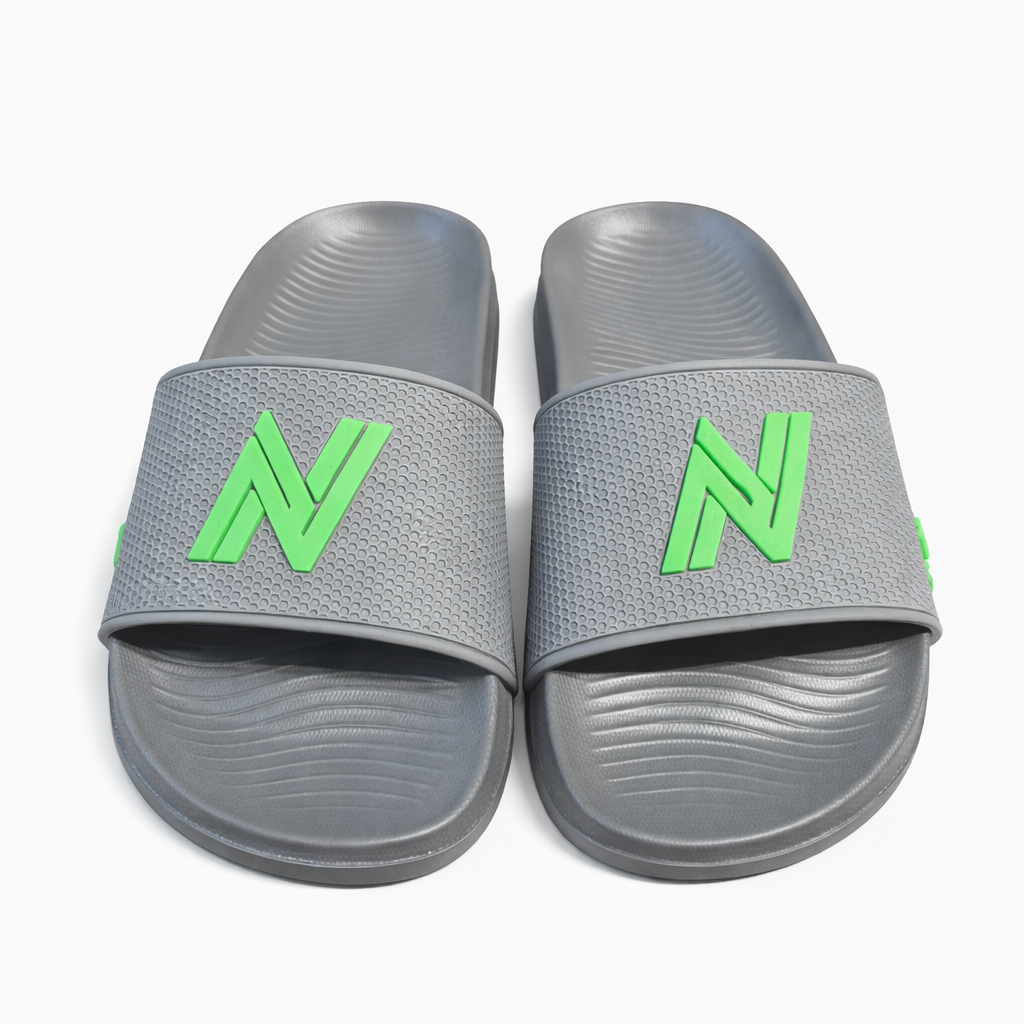 Men’s Comfort Slide Slippers Grey & Blue Slides with Cushioned Footbed |NEXT-R27