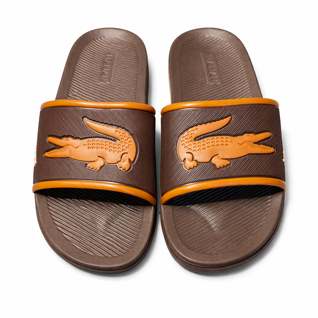 Men’s Premium Comfort Slide Slippers Brown & Tan | ITN-8001