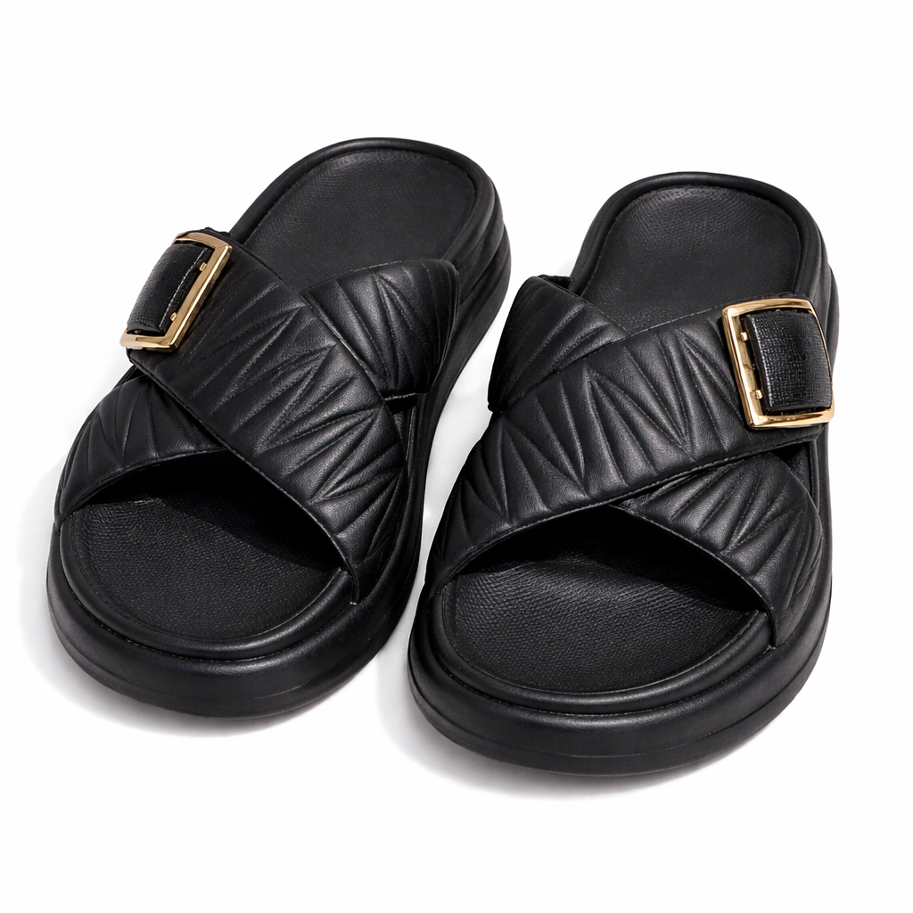 Urban Walk Women Quilted Buckle Slippers|GL-402