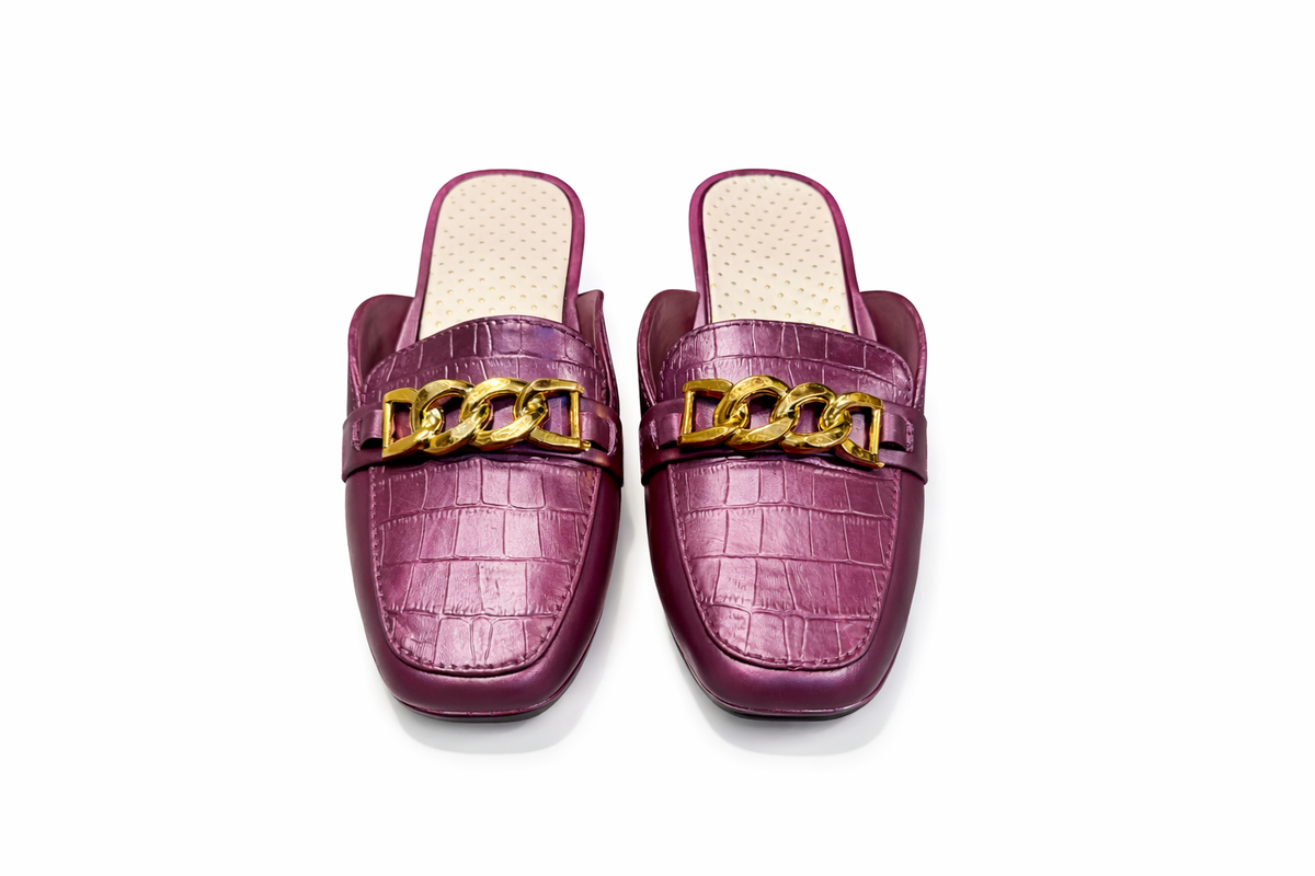 Premium PVC Chain Slip-On Mules|ZEE-344