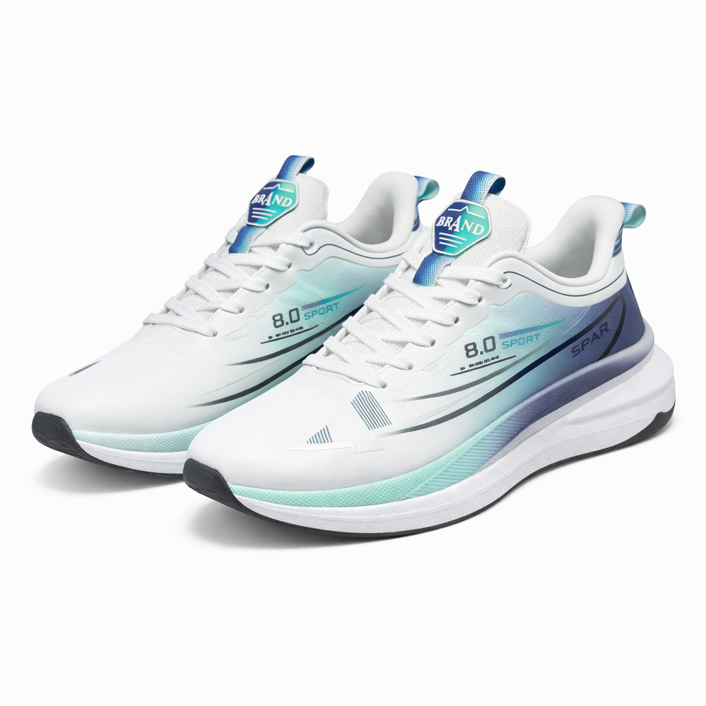 Men’s Lightweight White Sports Sneakers Breathable Lace-Up Comfort Shoes|L-150