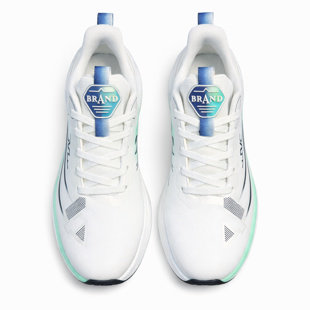 Men’s Lightweight White Sports Sneakers Breathable Lace-Up Comfort Shoes|L-150