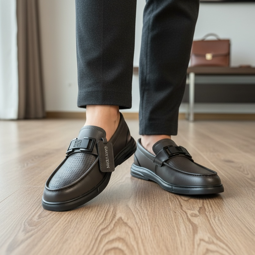 UW Signature Men`s Leather Casual Shoes with Chunky Sole All Day Comfort|5851