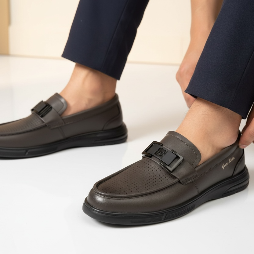 UW Signature Men`s Leather Casual Shoes with Chunky Sole All Day Comfort|5851