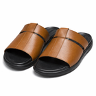 Premium Brown Leather Slides for Men – Luxury Crest Edition-0012