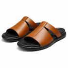 Premium Brown Leather Slides for Men – Luxury Crest Edition-0012