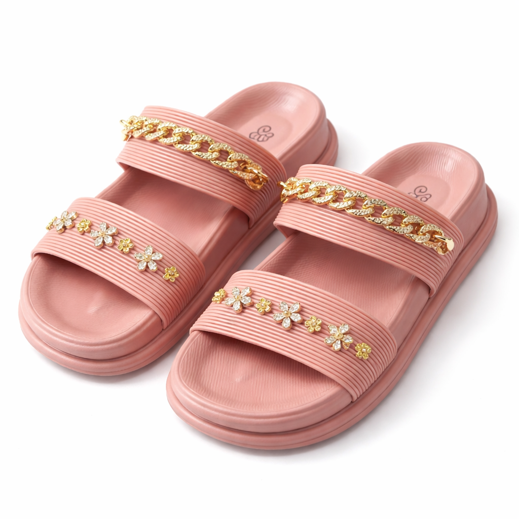 Urban Walk Women’s Luxury Chain Slide Slippers|Zee-251