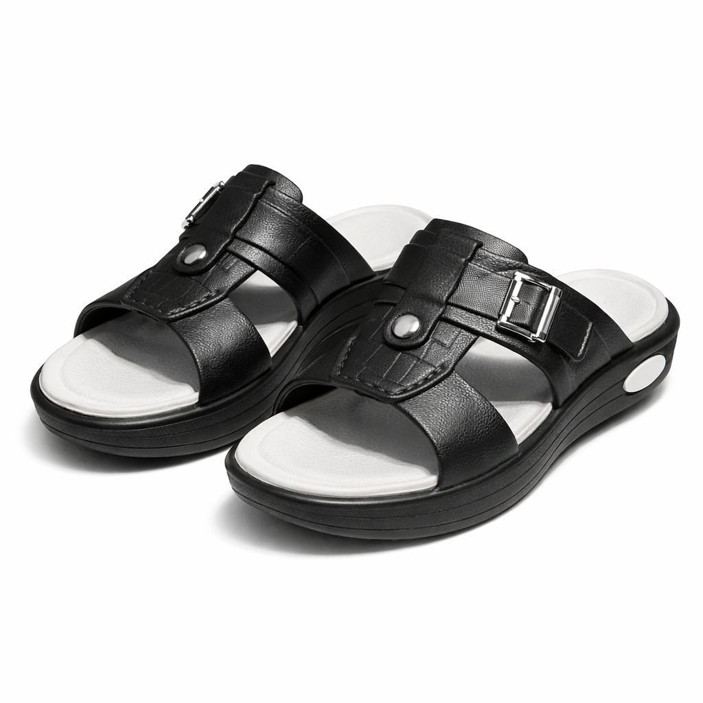 Premium EVR Dual-Buckle Comfort Slides with Cushioned Footbed|ZEE-5033