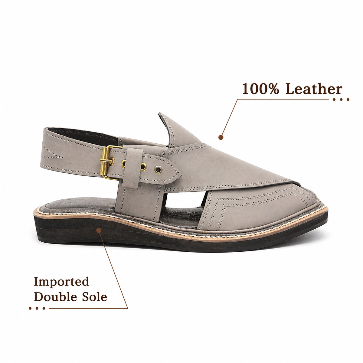 Premium Men’s Leather Peshawari Kaptan Chapal Imported Double Sole|KC-58