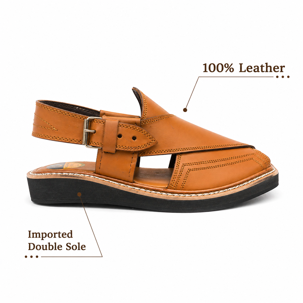 Premium Men’s Leather Peshawari Kaptan Chapal Imported Double Sole|KC-58