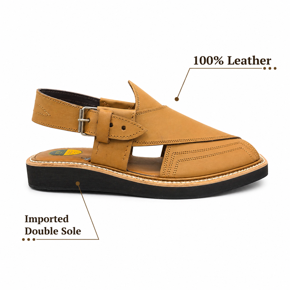 Premium Men’s Leather Peshawari Kaptan Chapal Imported Double Sole|KC-58